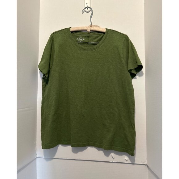 J.CREW Tops - J.CREW Girlfriend Tee XL Women Large Green T-Shirt 100% Cotton Casual Comfort